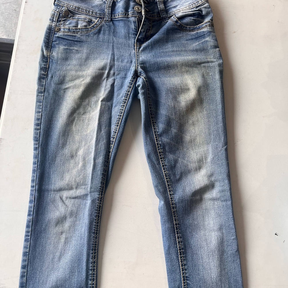Wallflower Blue Straight Leg Jeans with Subtle Fading